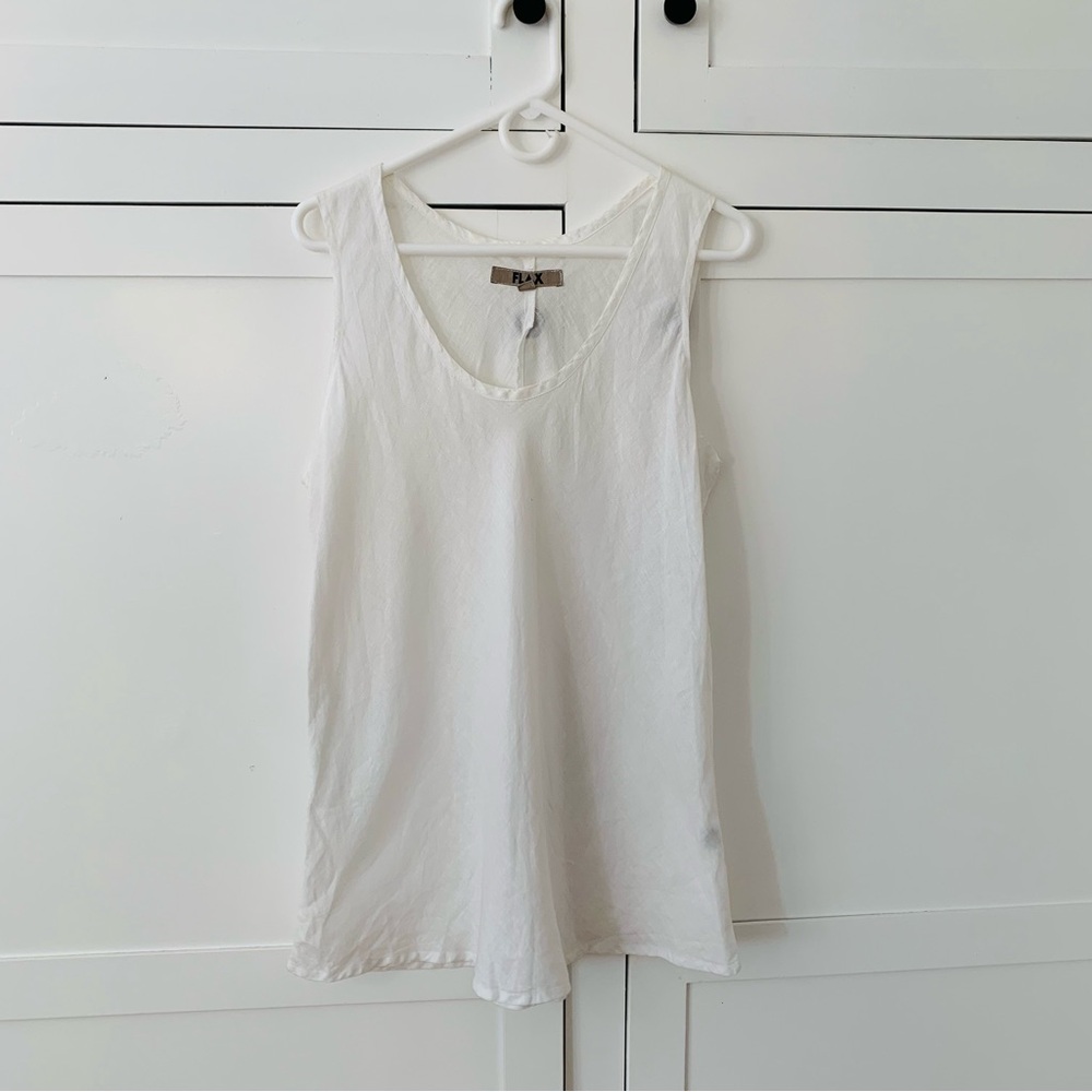Flax White Linen Light Weight Tank Top Size Medium